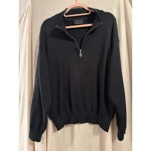 Bogner Black Quarter Zip Sweater Virgin Wool Blend Mens Medium